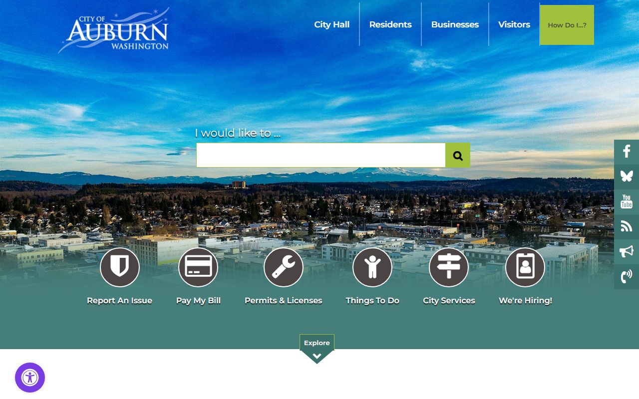 Auburn Washington city homepage court resources navigation