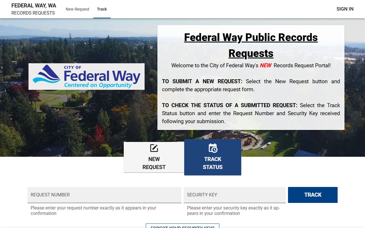Federal Way records request portal for submitting court docket and public records requests