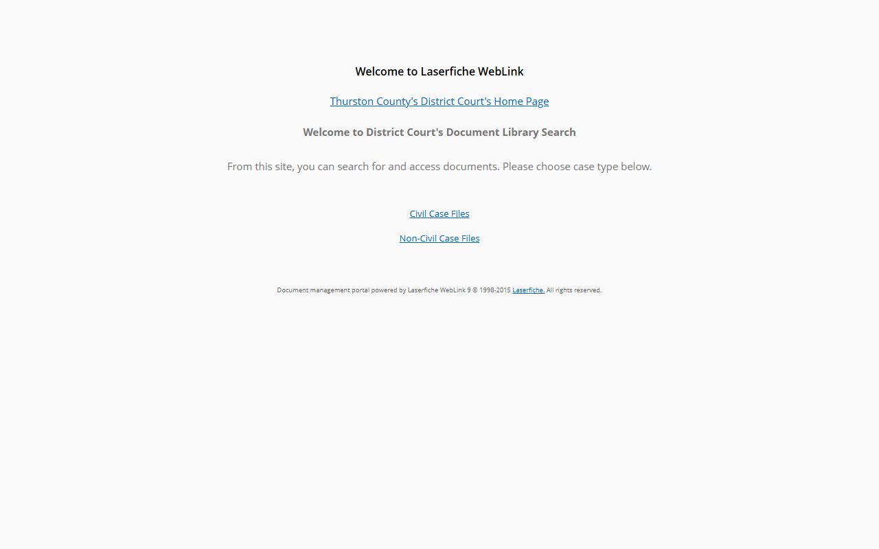 Thurston County District Court case search portal for Lacey records