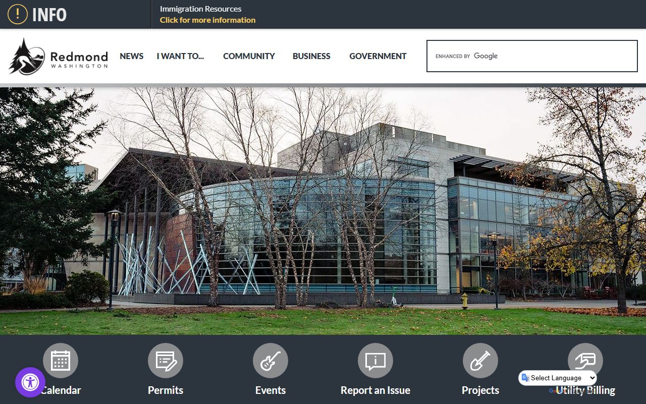 City of Redmond homepage with links to city attorney and public records resources