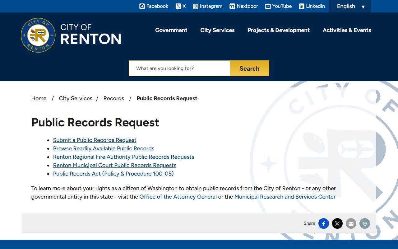 Renton public records request portal