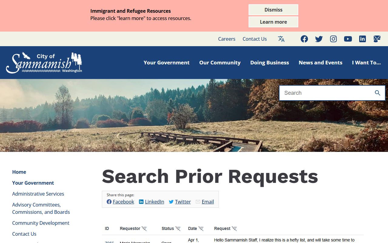 Sammamish public records request portal