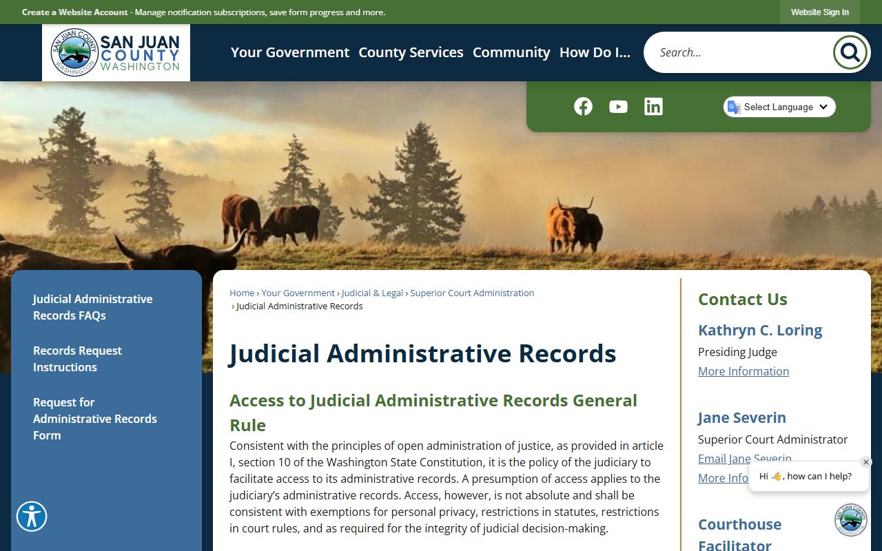 San Juan County judicial administrative records access page